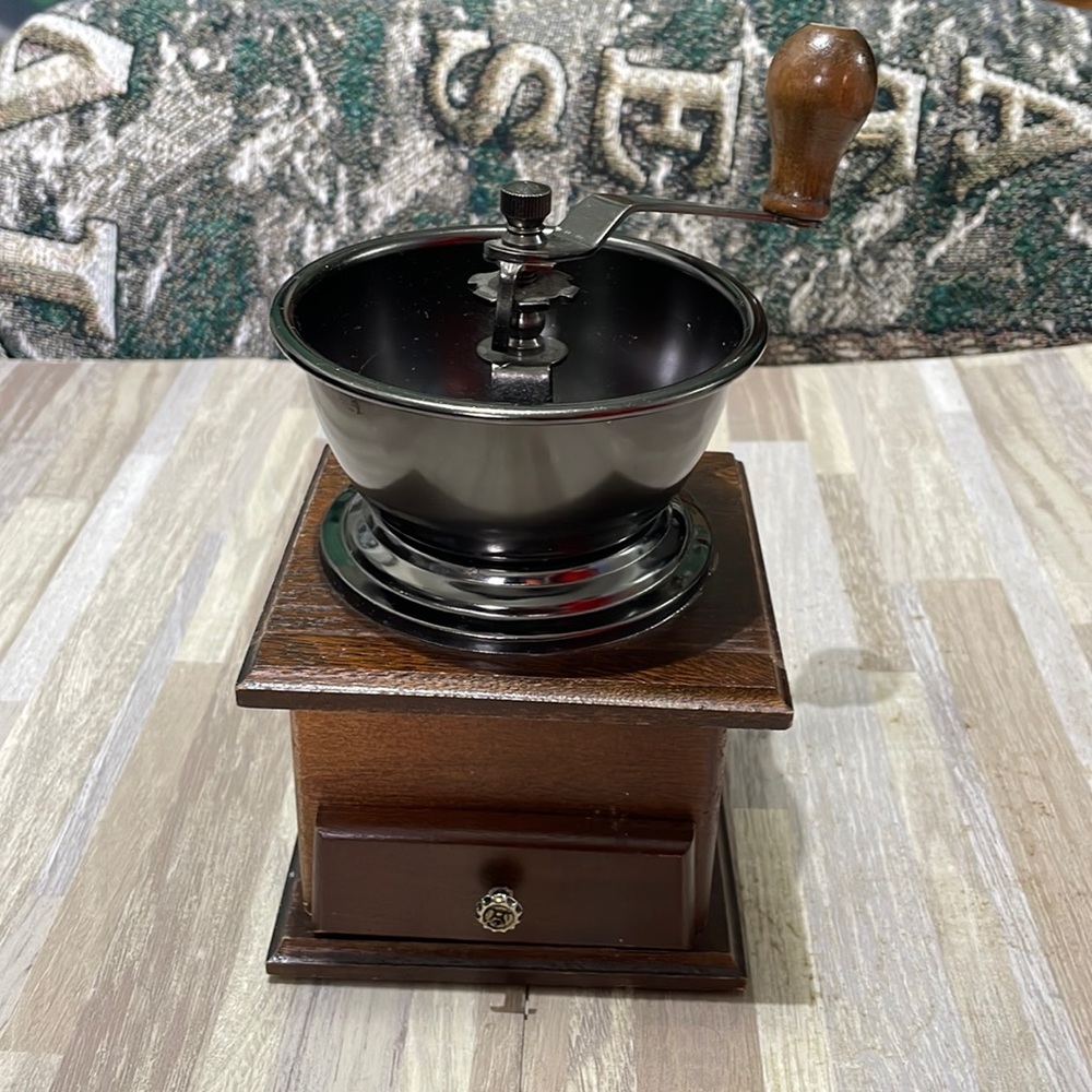 Vintage wooden coffee grinder